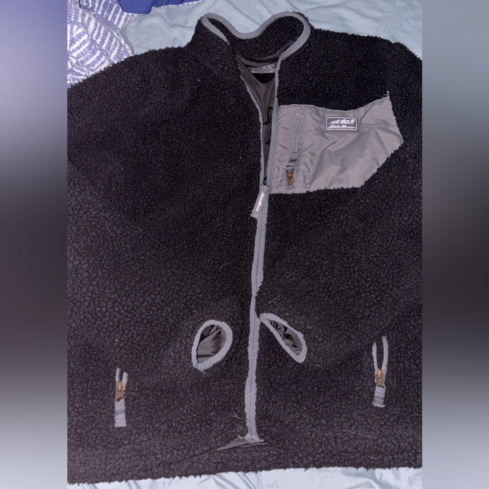 Eddie Bauer Black Sherpa Fleece Jacket